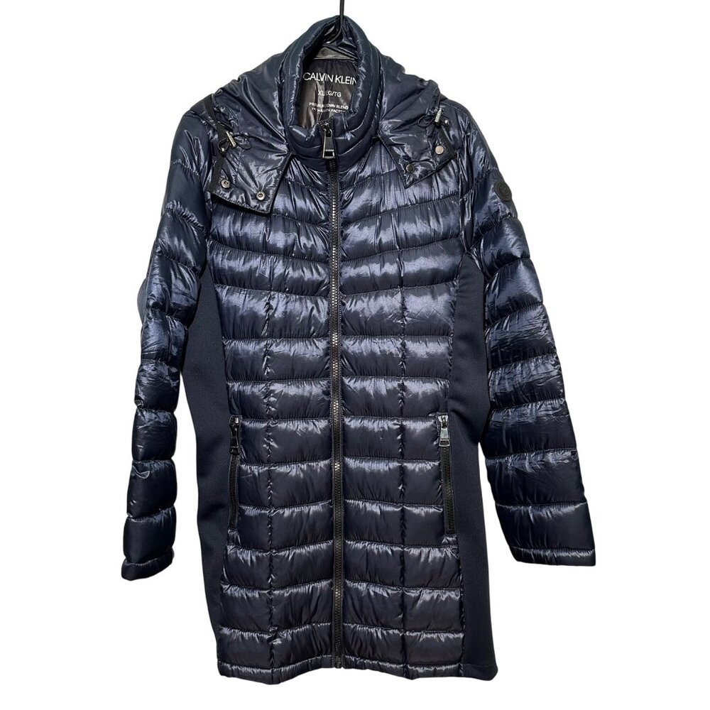 Calvin Klein Women's XL Down Puffer Coat - Navy Blue